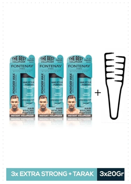 Fontenay Saç Şekillendirici Pudra Toz Wax Matt Effect 20gr X3 + Mucizevi Saç Tarağı 4'lü Set ürün görseli