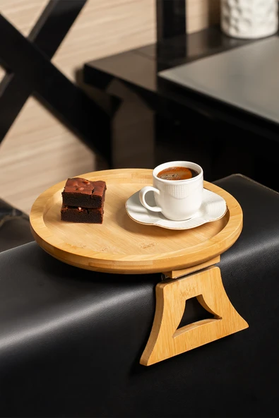 Porsima Pbt-414 Bambu Koltuk Matı Ahşap Kanepe Koltuk Kenarı Sehpa Yan Sehpa Koltuk Katlanabilir Koltuk Kenarı Tepsisi - Resim 3