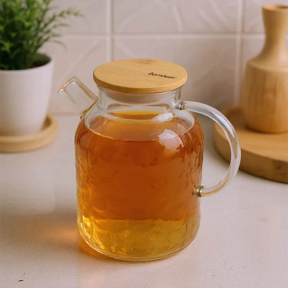 Bambum Juliet Bambu Kapaklı Cam Demlik 1800ml - Resim 2