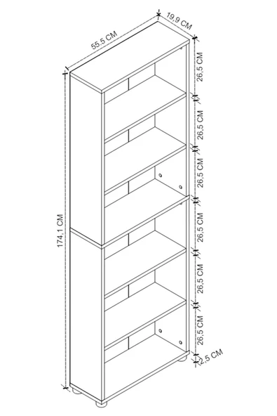Bofigo 6 Raflı Kitaplık Dekoratif Kitaplık Modern Kitaplık Beyaz - Resim 5