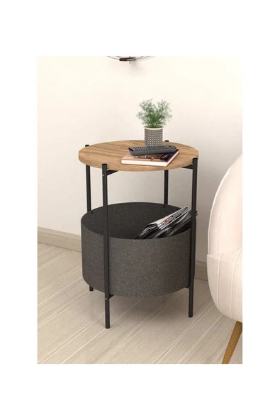 Bofigo Orta Sehpa Geniş Çantalı Sehpa Gazetelik Kitaplık Çiçeklik Çam - Resim 2