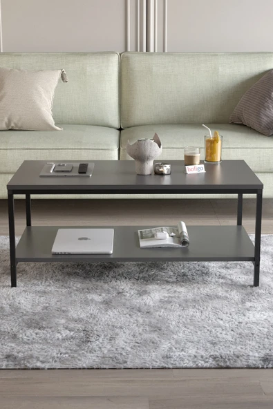 Bofigo Orta Sehpa Yan Sehpa Dekoratif Sehpa Metal Sehpa Athena Antrasit - Resim 2