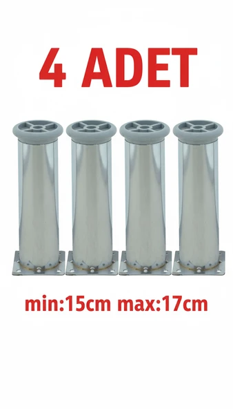 LUDIA Metal Ayarlanabilir 4 Adet Mobilya Ayağı Metal Tablalı 15cm ürün görseli