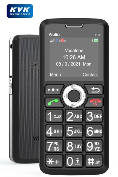 Wkey T100 Gümüş Tuşlu Cep Telefonu Kamerasız Asker Telefonu Yaşlı Cep Telefonu (KVK GARANTİLİ) ürün görseli 1