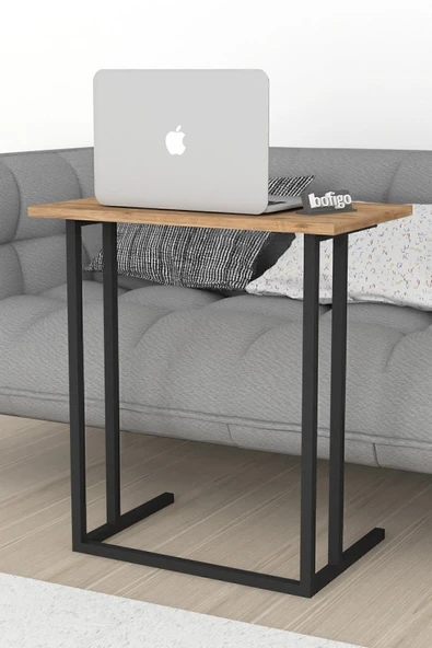 Bofigo Metal Ayaklı Laptop Sehpası Kahvaltı Masası Çalışma Sehpası Çam - Resim 2