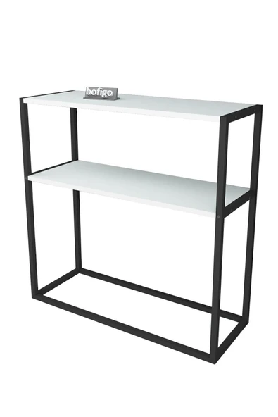 Bofigo Metal Ayaklı Dresuar Dekoratif Raflı Dresuar Konsol Metal Dresuar Beyaz - Resim 6