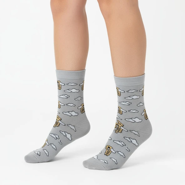 GOST LİRİA- Tired Socks  Desenli Unisex Soket Çorap - Resim 4