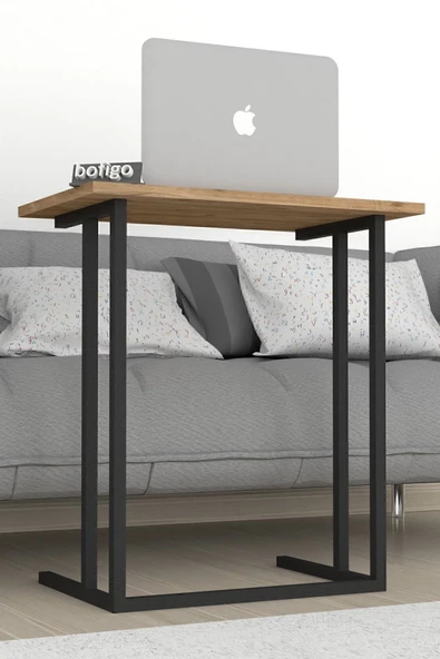 Bofigo Metal Ayaklı Laptop Sehpası Kahvaltı Masası Çalışma Sehpası Çam - Resim 4