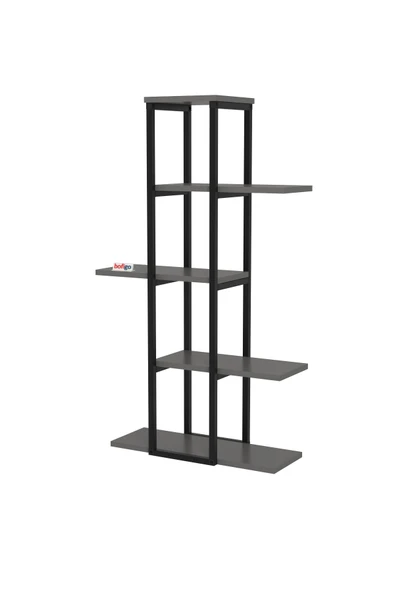 Bofigo 5 Raflı Çiçeklik Rafı Saksılık Standı Dekoratif Aksesuar Rafı Saksılık Papatya Antrasit - Resim 5