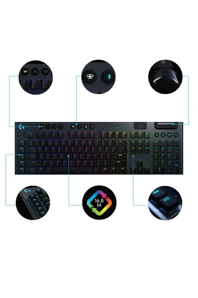 Logitech G915 920-009111 RGB Clicky Switch Kablosuz Mekanik Oyuncu Klavyesi - Resim 6