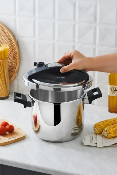 Karaca Marsilya Indüksiyon Tabanlı Düdüklü Tencere 7 Litre Gri - Resim 2