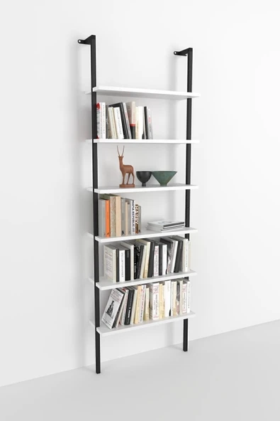 Bofigo 6 Raflı Duvara Monte Kitaplık Dekoratif Kitaplık Beyaz - Resim 3