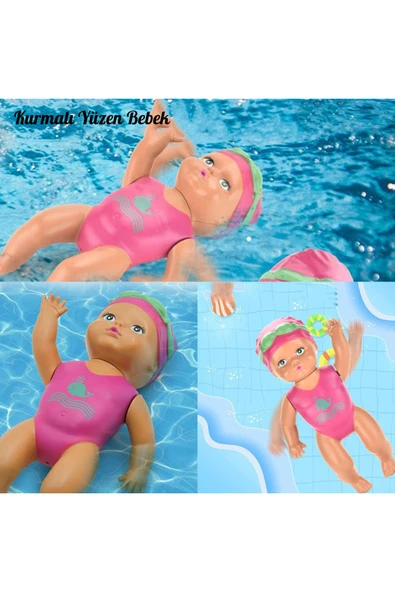 Oyuncak Küvette Havuzda Suda Kendiliğinden Yüzen Kurmalı Swimming Baby Yüzen Bebek 15 Cm ürün görseli 1
