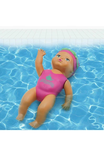 Oyuncak Küvette Havuzda Suda Kendiliğinden Yüzen Kurmalı Swimming Baby Yüzen Bebek 15 Cm - Resim 4