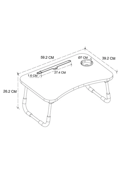 Bofigo Portatif Katlanır Laptop Sehpası Tablet Telefon Tutuculu Laptop Sehpası Beyaz - Resim 7