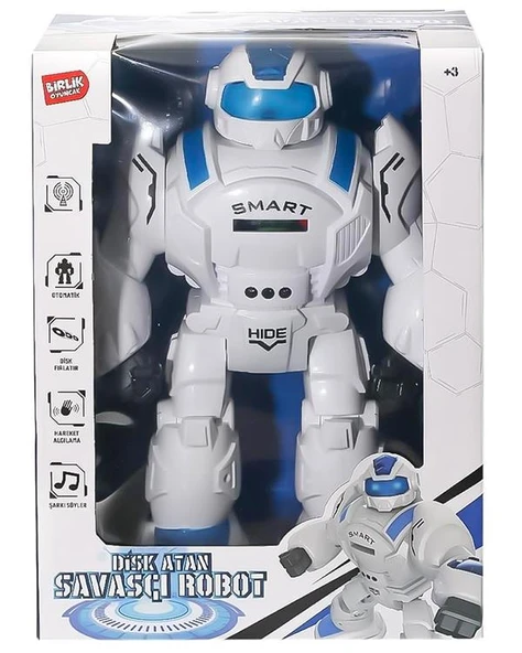 Birlik Oyuncak Uzaktan Kumandalı Full Fonksiyonlu Disk Atan Savaşçı Robot Mavi 27115 ürün görseli 1