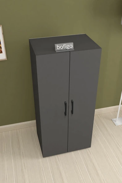 Bofigo 3 Raflı 2 Kapaklı Klasörlük Dolabı Mutfak Dolabı Banyo Dolabı Çok Amaçlı Dolap Fulya Antrasit - Resim 6