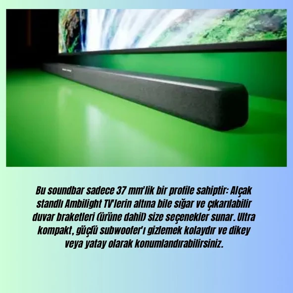 Philips Phılıps Subwoofer, Maks. 320 W / 160 W Rms, 2.1 Kanal, Dolby Atmos, Bluetooth Soundbar - Resim 4