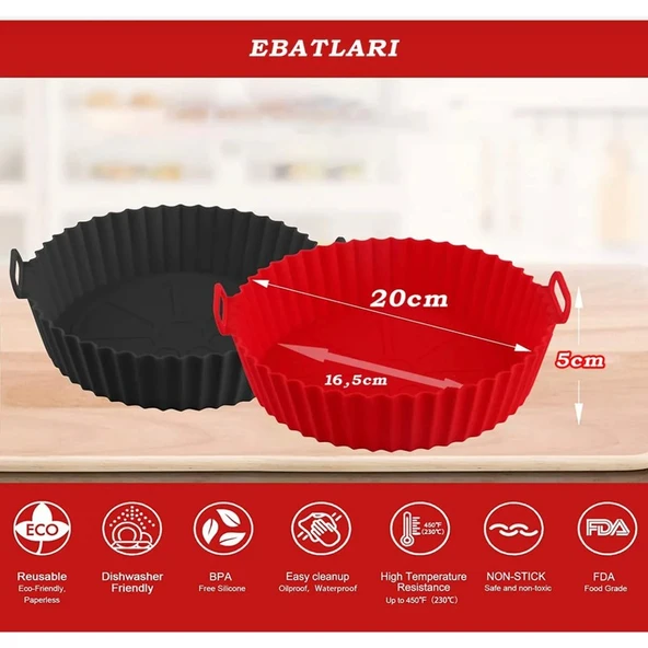 Jindar Life Jındar Life Airfryer Silikon Pişirme Kabı Hava Fritözü Kabı Airfryer Aksesuar Tüm Airfryer'lara Uyumlu - Resim 2