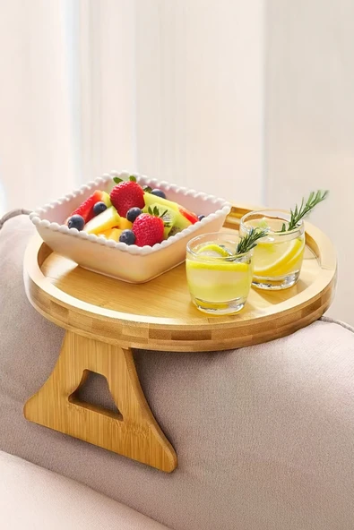 Porsima Pbt-414 Bambu Koltuk Matı Ahşap Kanepe Koltuk Kenarı Sehpa Yan Sehpa Koltuk Katlanabilir Koltuk Kenarı Tepsisi ürün görseli 1