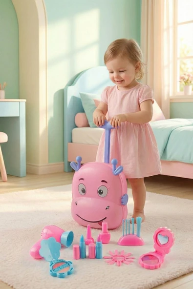 10 Parça Valizli Makyaj Setim – Taşınabilir Valizli Oyuncak Makyaj Seti - Resim 2