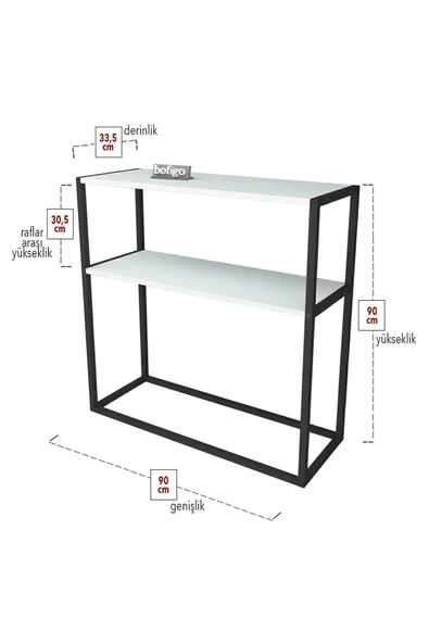Bofigo Metal Ayaklı Dresuar Dekoratif Raflı Dresuar Konsol Metal Dresuar Beyaz - Resim 5