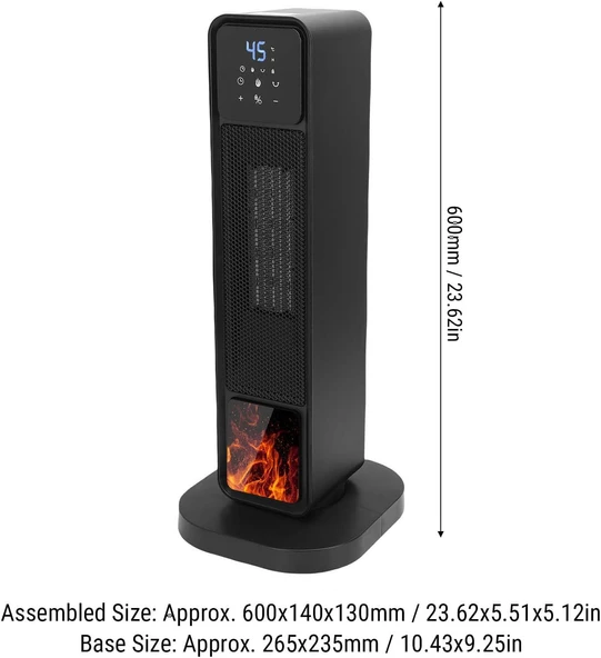 Asixxsix Uzay Isıtıcı, 3D Alev Efektli Seramik Isıtmalı - Resim 2