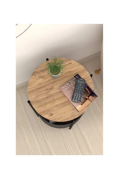 Bofigo Orta Sehpa Geniş Çantalı Sehpa Gazetelik Kitaplık Çiçeklik Çam - Resim 5