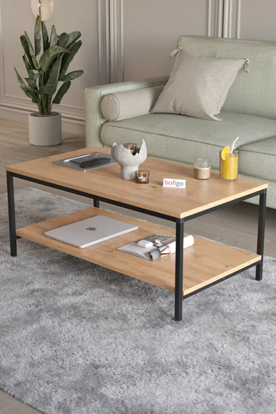 Bofigo Orta Sehpa Yan Sehpa Dekoratif Sehpa Metal Sehpa Athena Çam - Resim 3