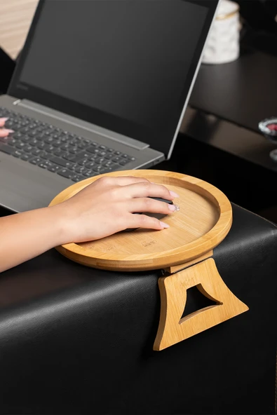 Porsima Pbt-414 Bambu Koltuk Matı Ahşap Kanepe Koltuk Kenarı Sehpa Yan Sehpa Koltuk Katlanabilir Koltuk Kenarı Tepsisi - Resim 5