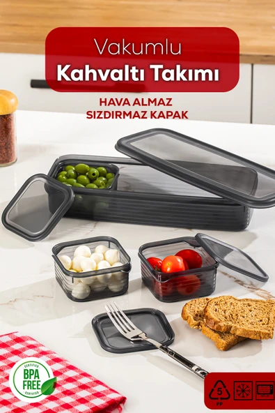 Porsima 4369 FreshLock Vakumlu Kahvaltılık Çok Amaçlı Saklama Kabı Kahvaltı Seti ürün görseli 1