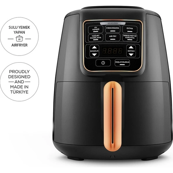 Karaca Air Pro Cook XL 2 in 1 Konuşan Airfryer Black Copper 4 Kişilik - Resim 3