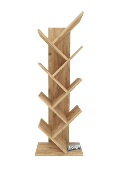 Bofigo Ağaç Kitaplık Dekoratif Kitaplık Raf Düzenleyici Kitap Rafı Çam - Resim 6