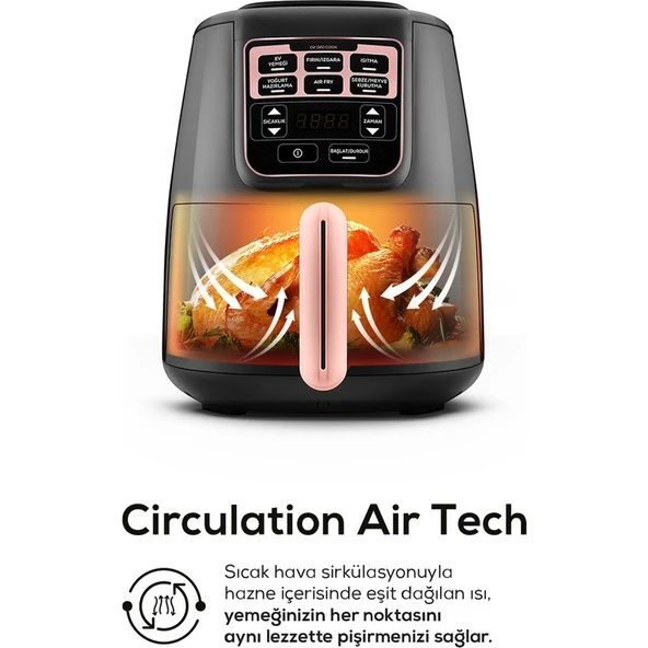 Karaca Air Pro Cook XL 2 in 1 Konuşan Airfryer Rosegold 4 Kişilik - Resim 4