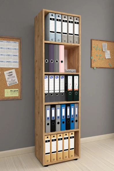 Bofigo 5 Raflı Kitaplık Ofis Dolabı Klasörlük Çok Amaçlı Dolap Mutfak Dolabı Çam ürün görseli