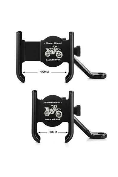 BİKE SKY Dikiz Ayna Bağlantılı Alüminyum  Motosiklet Telefon Tutacağı - Resim 2