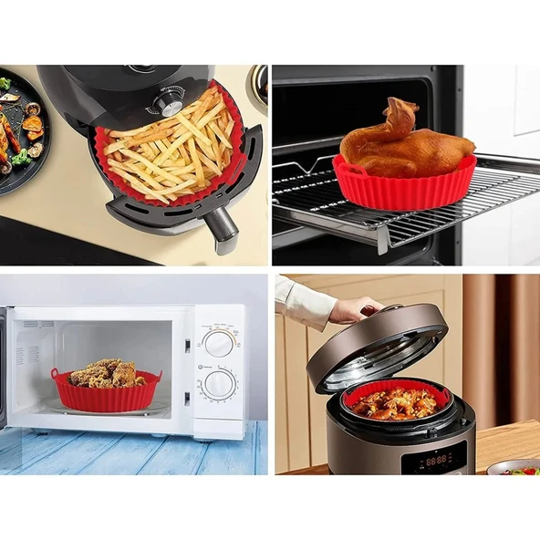 Jindar Life Jındar Life Airfryer Silikon Pişirme Kabı Hava Fritözü Kabı Airfryer Aksesuar Tüm Airfryer'lara Uyumlu - Resim 5