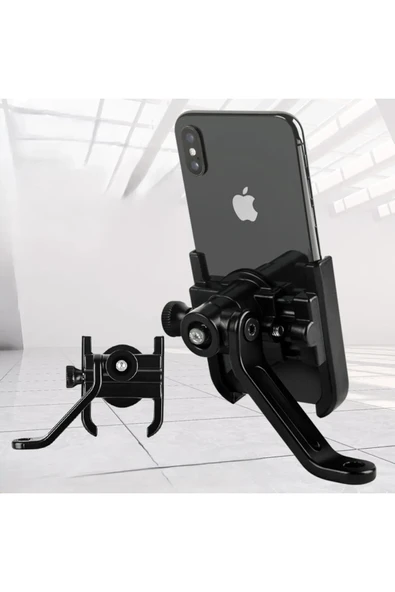 BİKE SKY Dikiz Ayna Bağlantılı Alüminyum  Motosiklet Telefon Tutacağı - Resim 5