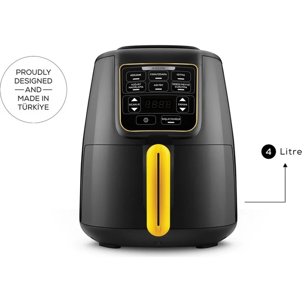 Karaca Air Pro Cook Köz XL Airfryer Black Gold 4 Kişilik - Resim 4