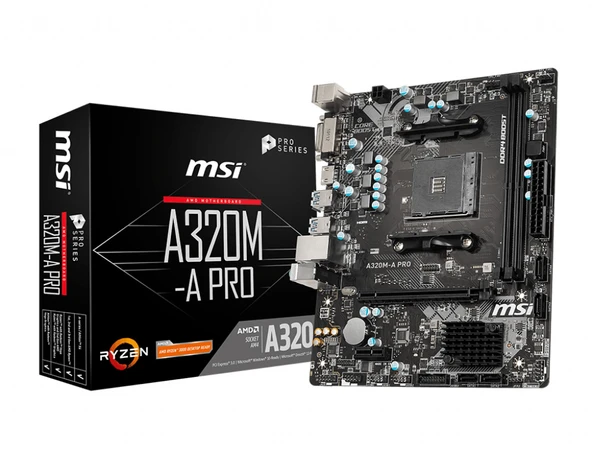 MSI A320M-A PRO AM4 DDR4 3200(OC) DVI HDMI USB3.2 mATX Anakart ürün görseli