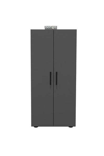 Bofigo 3 Raflı 2 Kapaklı Klasörlük Dolabı Mutfak Dolabı Banyo Dolabı Çok Amaçlı Dolap Fulya Antrasit - Resim 8