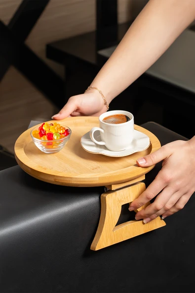 Porsima Pbt-414 Bambu Koltuk Matı Ahşap Kanepe Koltuk Kenarı Sehpa Yan Sehpa Koltuk Katlanabilir Koltuk Kenarı Tepsisi - Resim 4