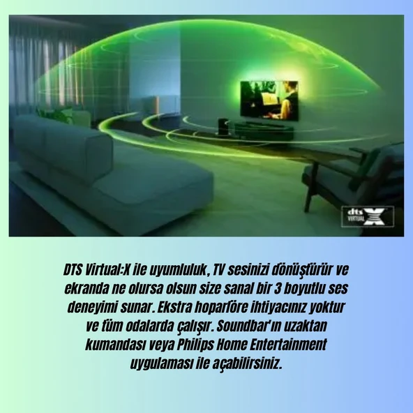 Philips Phılıps Subwoofer, Maks. 320 W / 160 W Rms, 2.1 Kanal, Dolby Atmos, Bluetooth Soundbar - Resim 5