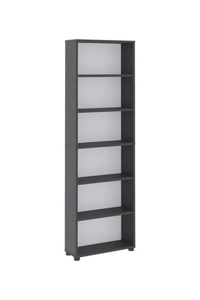 Bofigo 6 Raflı Kitaplık Dekoratif Kitaplık Modern Kitaplık Antrasit - Resim 4
