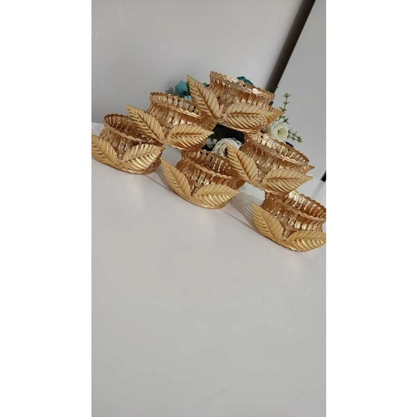 Home Gold Serisi Lüx Aynalı, Motifli Lokumluk, Çerezlik 6 Adet - Resim 5