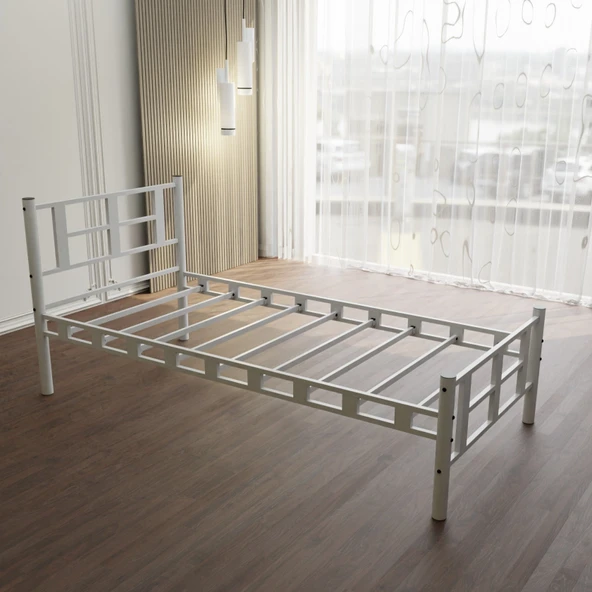 Lotus Tek Kişilik 90x190 Cm Metal Karyola A Kalite, Ses Çıkarmaz ,ölçülü Model Karyola Beyaz 1636-a - Resim 4