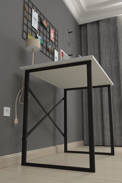 Bofigo 60x90 Cm Çalışma Masası Bilgisayar Masası Ofis Ders Yemek Masası Beyaz - Resim 4