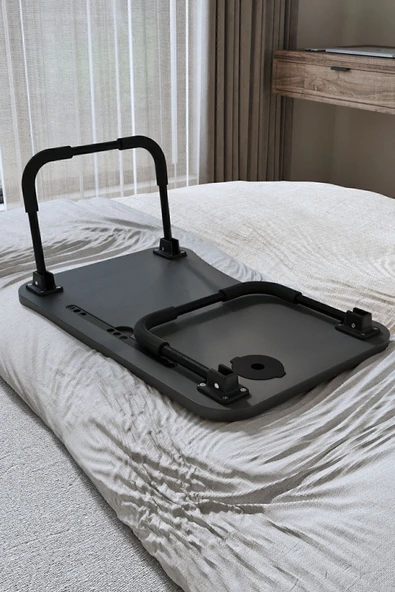 Bofigo Portatif Katlanır Laptop Sehpası Tablet Telefon Tutuculu Laptop Sehpası Antrasit - Resim 6