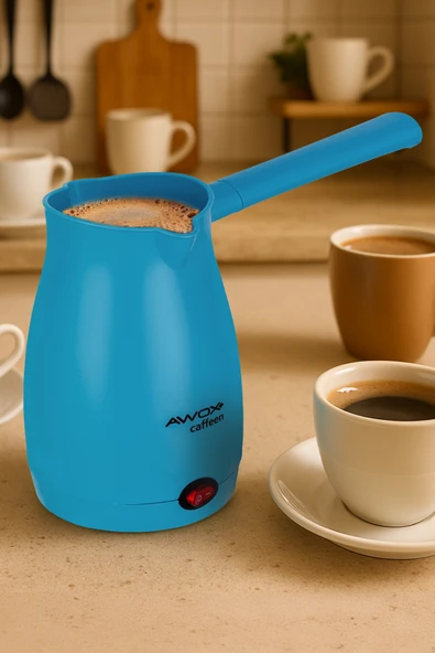Caffeen Türk Kahvesi Makinesi Elektrikli Cezve Mavi ürün görseli