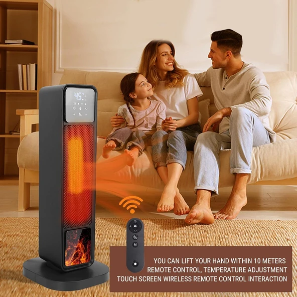 Asixxsix Uzay Isıtıcı, 3D Alev Efektli Seramik Isıtmalı - Resim 3